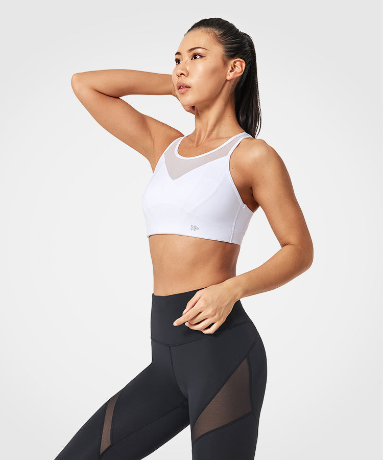 Power Breathable Racerback High Support Running Bra | Women's High Support Sports Bra (Plus Size)
