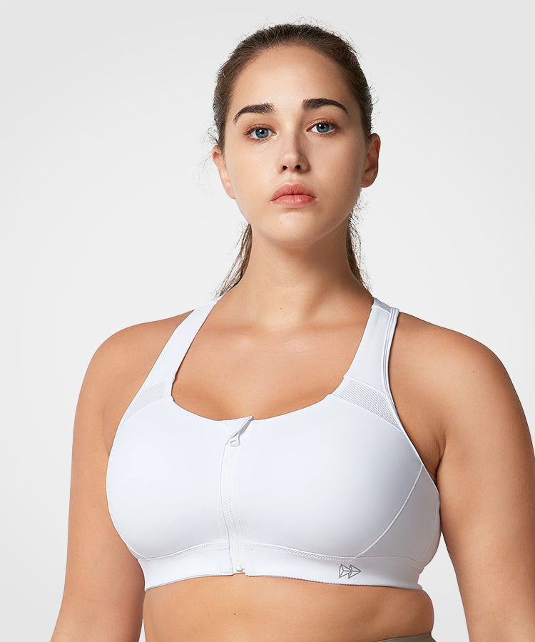 Enfold™ Zip Front Padded Running Bra | Women's High Support Sports Bra (Plus Size)