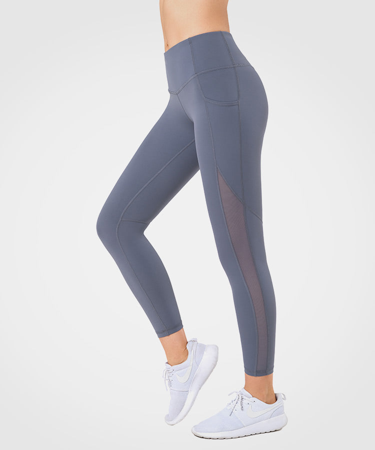 Side Mesh Grey Leggings - Best for Workout, Yoga and Running – Body Phenom