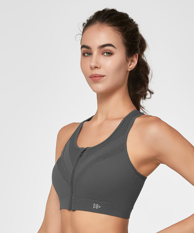 Enfold Zip Mesh gepolsterter Lauf-BH | Damen-Sport-BH mit starker Unterstützung (Übergröße)