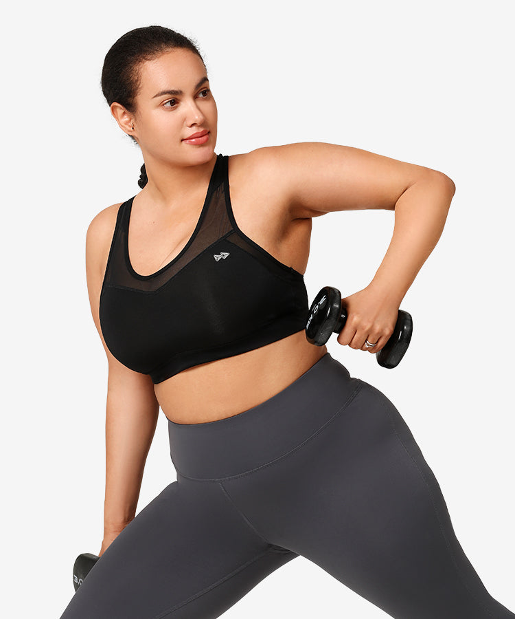 Shift Racerback Mesh Padded Running Bra | Women's High Support Sports Bra (Plus Size)