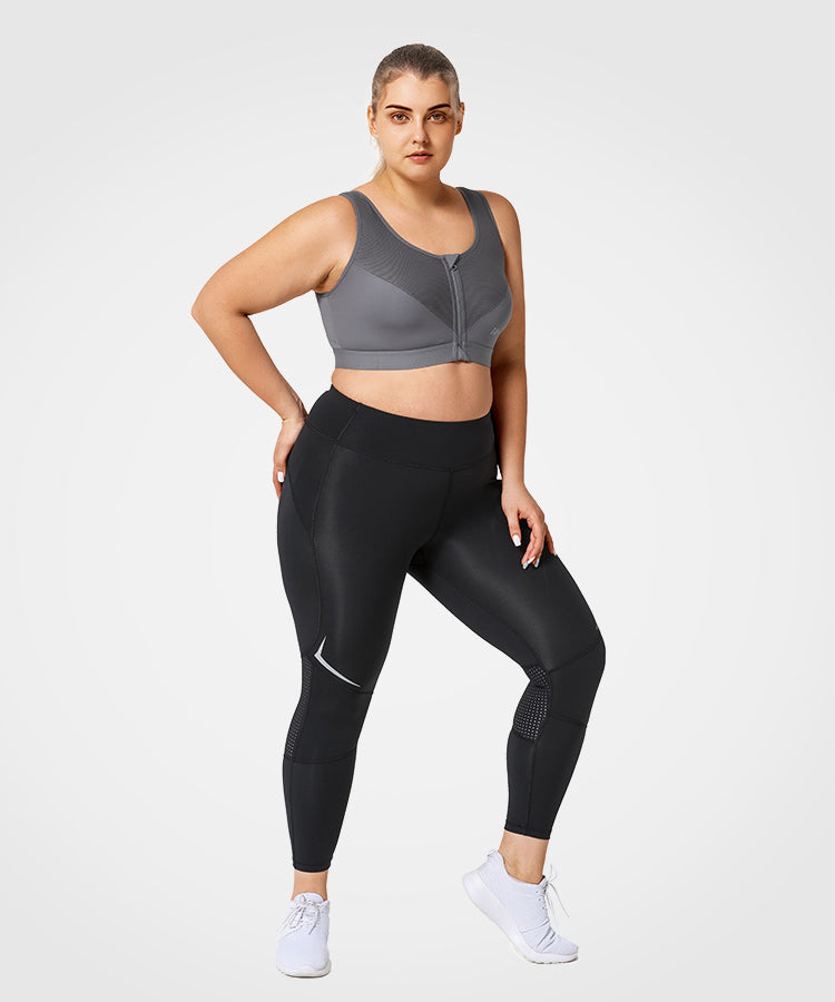 Power Classic Zip Running Bra | Women's High Support Sports Bra (Plus Size)