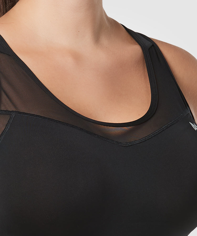 Shift Racerback Mesh Padded Running Bra | Women's High Support Sports Bra (Plus Size)