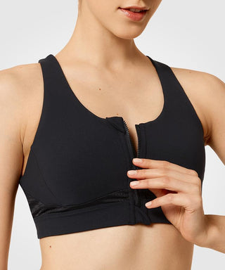 Womens criss cross zip front high impact sports bra | Yvettesports