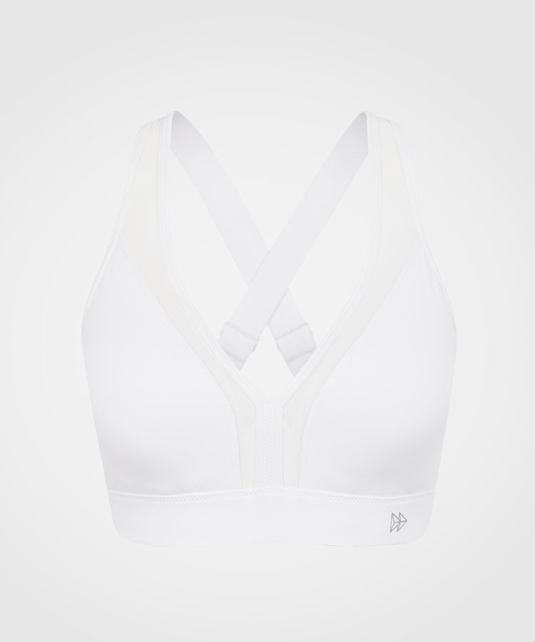 Power V-Neck Cross Back Padded Running Bra | Women's High Support Sports Bra (Plus Size)