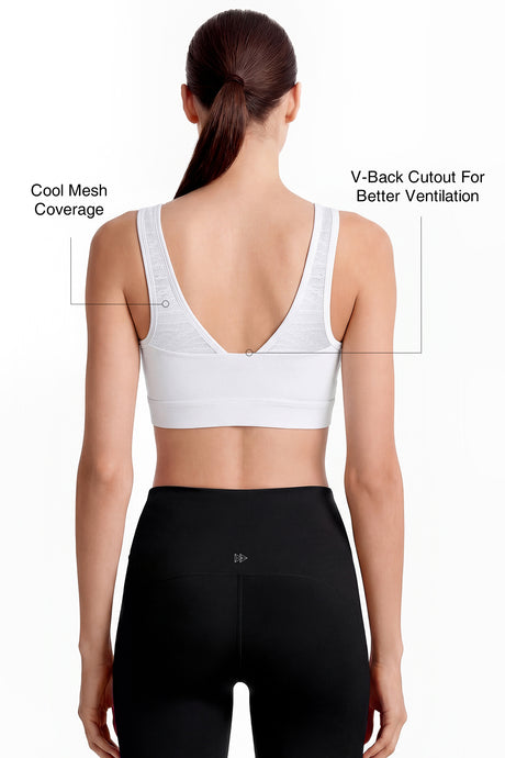 Power™ Breathable Zip Front Fixed Cups High Impact Bra | Women's High Support Sports Bra