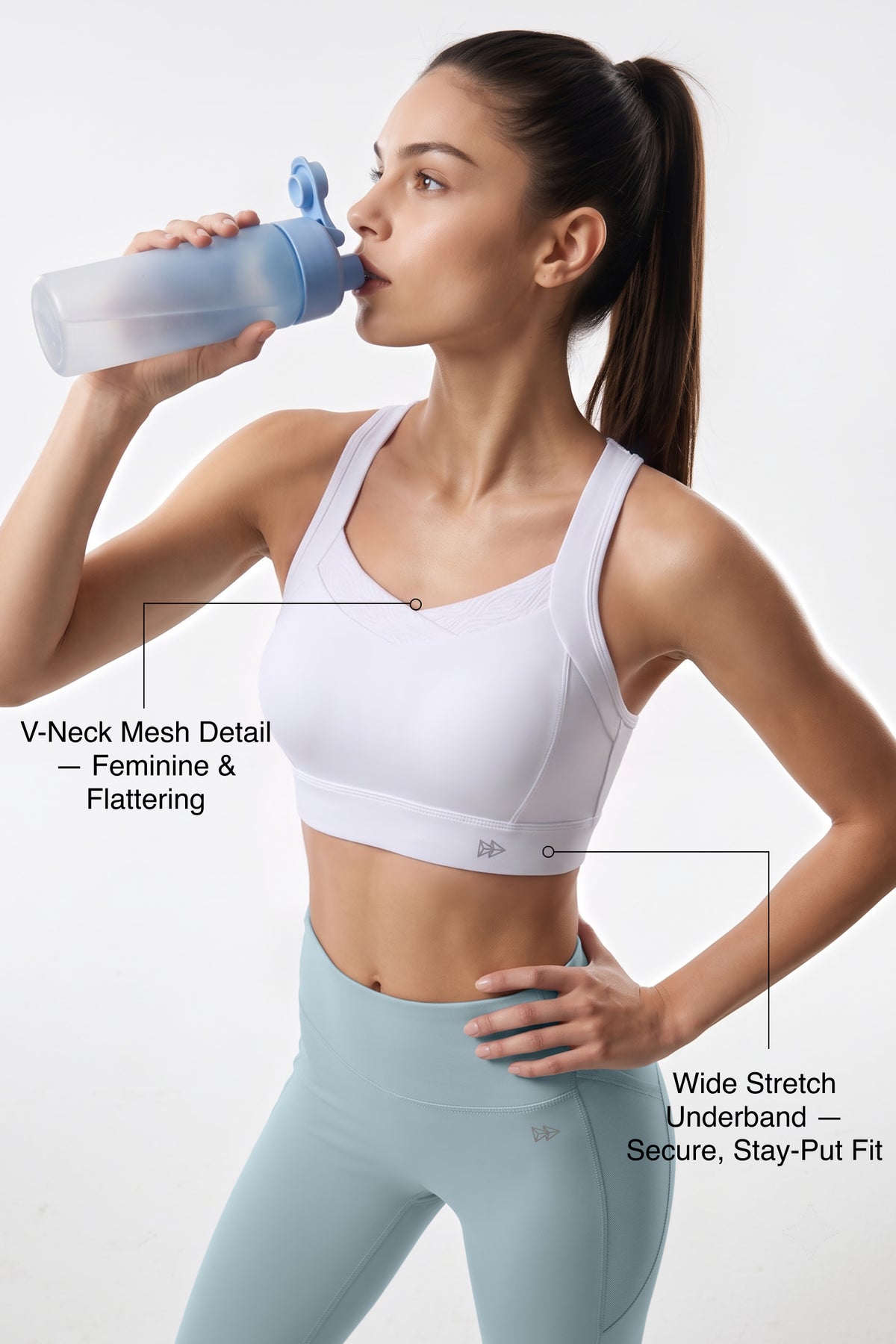 Power™ V-Neck Keyhole Back High Support Sports Bra | High-Impact Bounce Control Without Flattening for Running, HIIT & Training