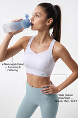 Power™ V-Neck Keyhole Back High Support Sports Bra | High-Impact Bounce Control Without Flattening for Running, HIIT & Training