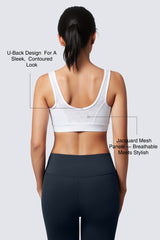 Shift™ Jacquard Mesh Yoga Bra with Wide Straps & Removable Pads | Women's Light Support Sports Bra