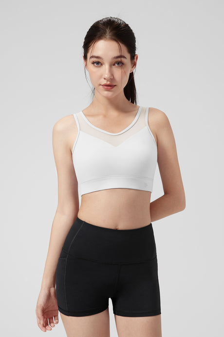 Power™ Front Sheer Mesh H-Back Sports Bra| Women's High Support Sports Bra