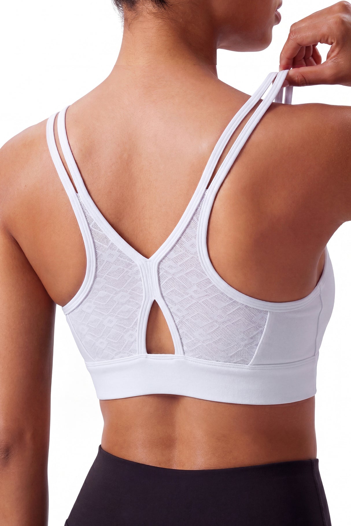 Reggiseno yoga Anywhere con scollo a V e rete a rombi | Reggiseno sportivo leggero da donna