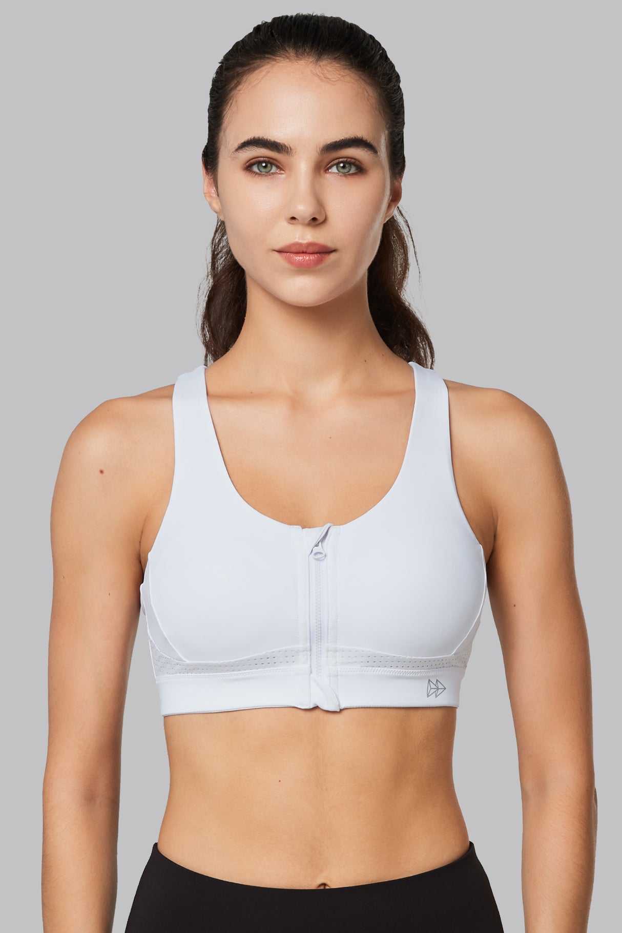 Power™ Zip Front Criss Cross High Support Running Bra | Women's High Support Sports Bra (Plus Size)