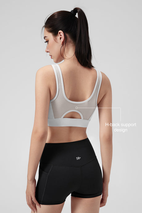 Power™ Front Sheer Mesh H-Back Sports Bra| Women's High Support Sports Bra