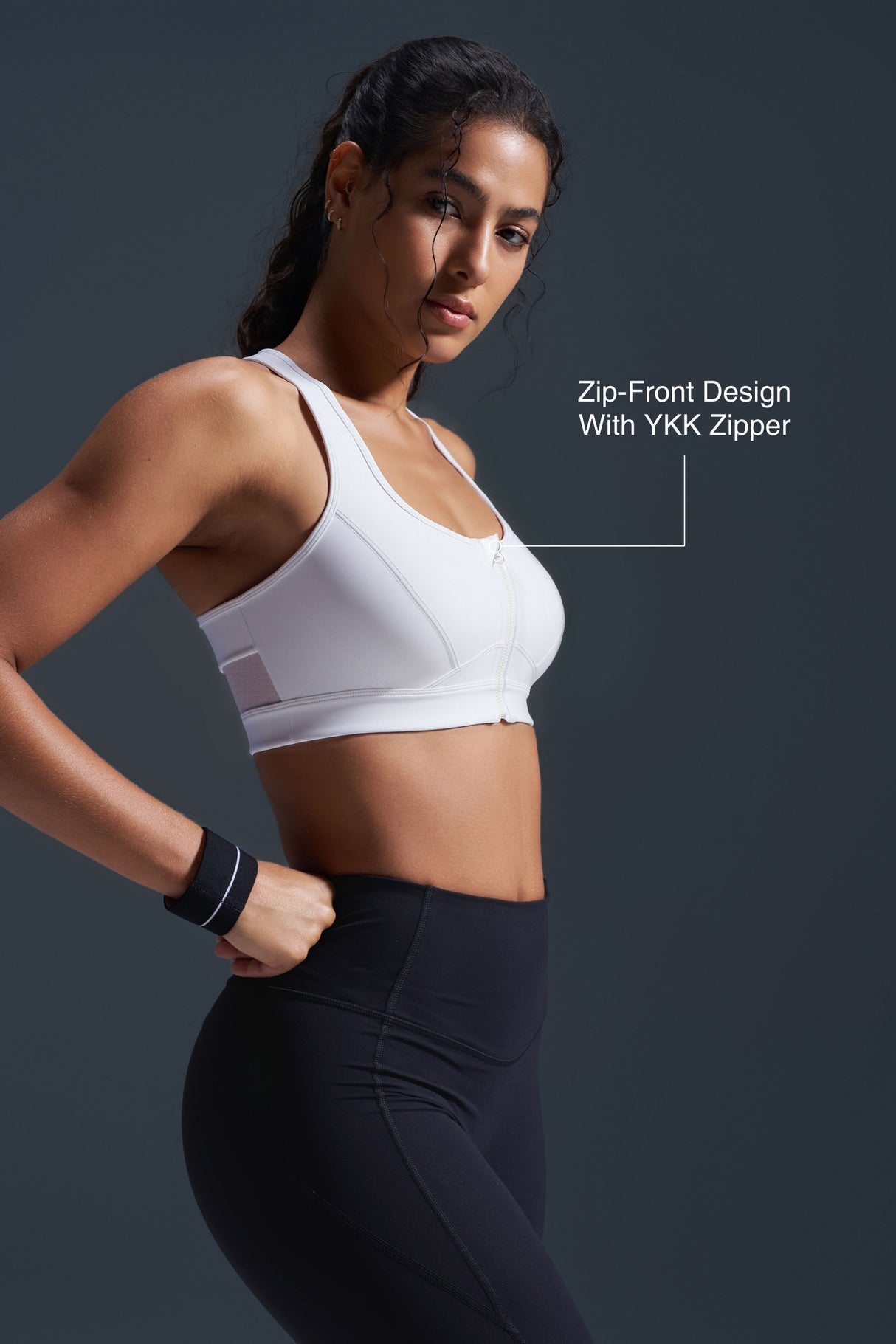 Enfold™ Zip Front Breathable Racerback High Impact Running Bra | Women's High Support Sports Bra