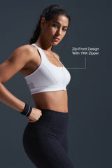Enfold™ Zip Front Breathable Racerback High Impact Running Bra | Women's High Support Sports Bra