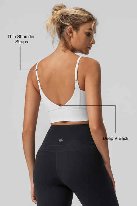 Echo Yoga-BH mit V-Ausschnitt, gerippt, gepolstert | Sport-BH mit leichter Unterstützung für Damen