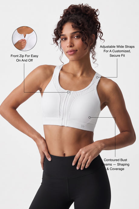 Power™ High-Support Cross-Back Mesh Zip-Front Sports Bra | High-Impact Bounce Control Without Flattening for Running, HIIT & Training - image 9