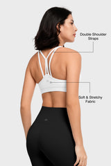 Reggiseno yoga imbottito con scollo a barchetta e doppie spalline | Reggiseno sportivo con supporto leggero da donna