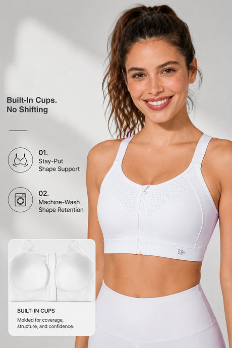 Power Zip Verstellbare Träger Gepolsterter Lauf-BH | Damen Sport-BH mit starkem Halt