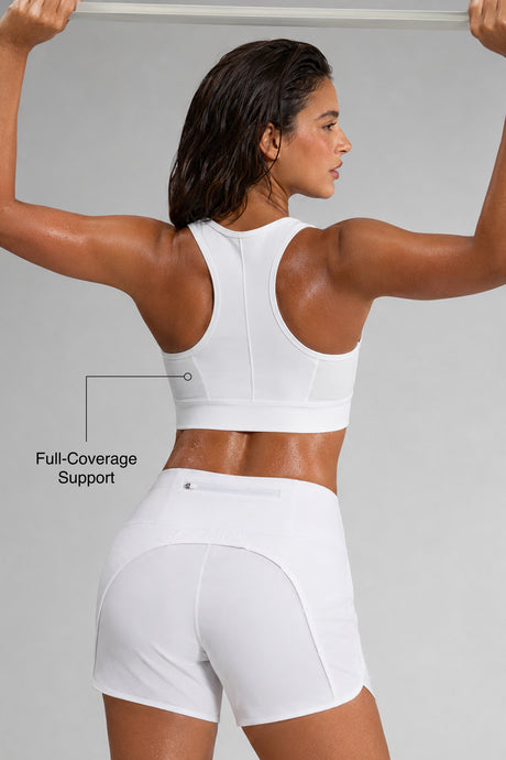 Enfold™ Zip-Front Mesh Racerback High-Support Sports Bra | Women's High Support Sports Bra
