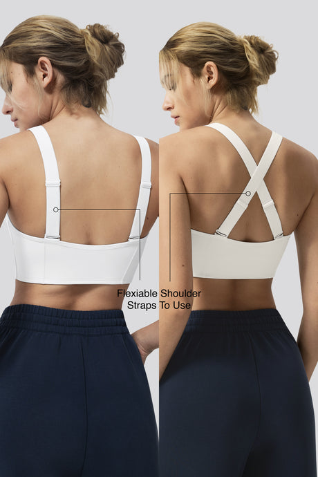Justerbar sport-bh med Power Zip och framsida | Sport-bh med högt stöd för kvinnor