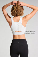 Power™ Front-Zip Jacquard Mesh Longline Sports Bra | High-Impact Support for Running, HIIT & Training