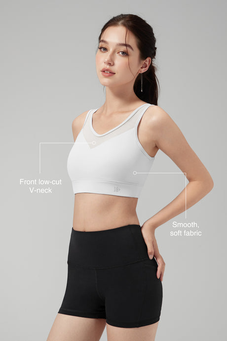 Power™ Front Sheer Mesh H-Back Sports Bra| Women's High Support Sports Bra