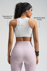 Power™ Front-Zip Mesh Racerback Running Bra | Women's High Support Sports Bra