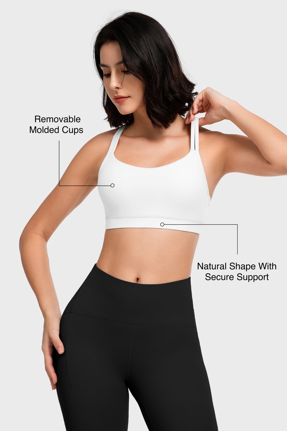 Reggiseno yoga imbottito con scollo a barchetta e doppie spalline | Reggiseno sportivo con supporto leggero da donna