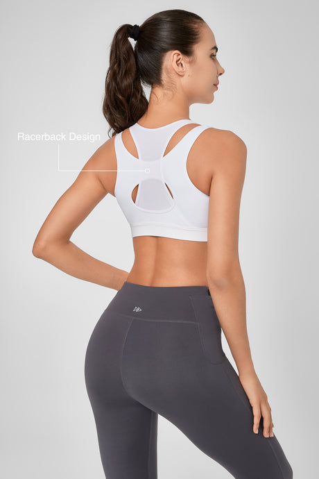 Enfold Zip Mesh Racerback gepolsterter Lauf-BH | Sport-BH mit starkem Halt für Damen