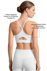 Anywhere™ Removable Cups Y-Back Jacquard Light Support Bra | Women's Light Support Sports Bra Best For Yoga, HIIT
