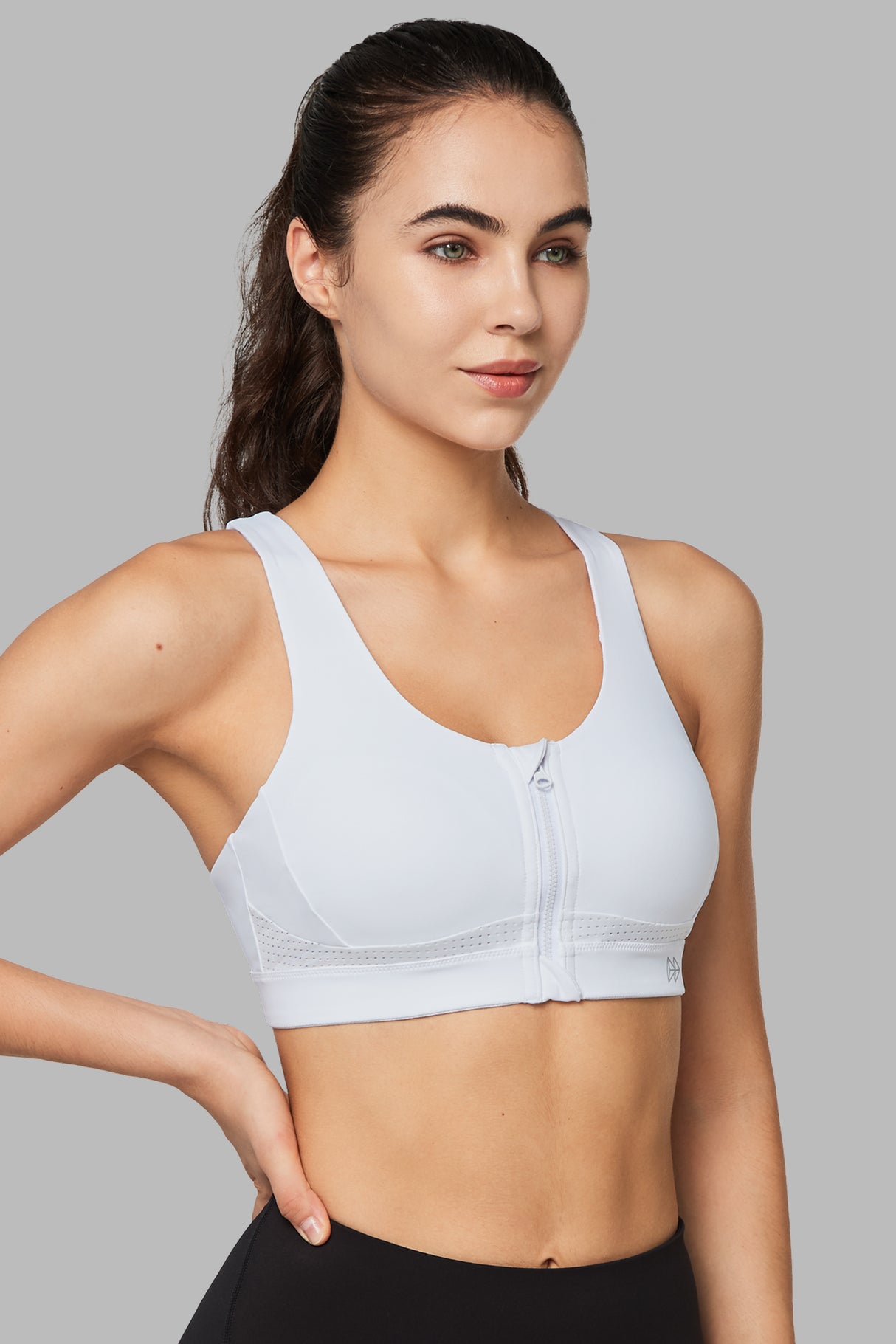 Power™ Zip Front Criss Cross High Support Running Bra | Women's High Support Sports Bra (Plus Size)
