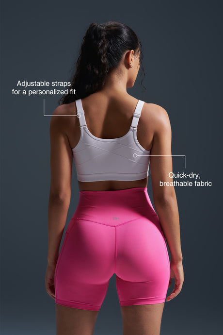 Sujetador deportivo acolchado con tirantes ajustables y cremallera Power Zip | Sujetador deportivo de alta sujeción para mujer