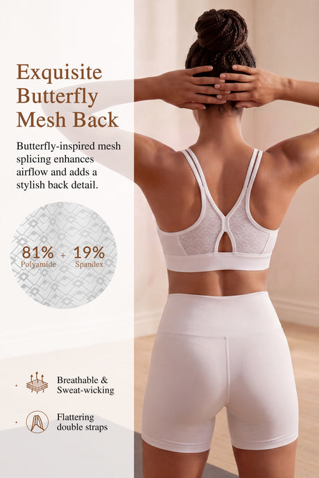Anywhere V-ringad diamantmesh-yoga-bh | Sport-bh med lätt stöd för kvinnor