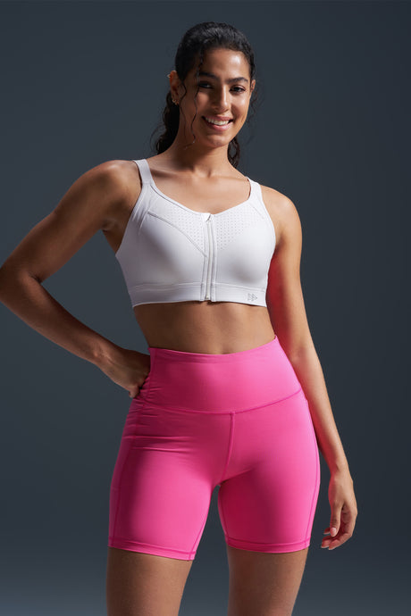 Sujetador deportivo acolchado con tirantes ajustables y cremallera Power Zip | Sujetador deportivo de alta sujeción para mujer