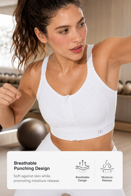Power Zip Verstellbare Träger Gepolsterter Lauf-BH | Damen Sport-BH mit starkem Halt