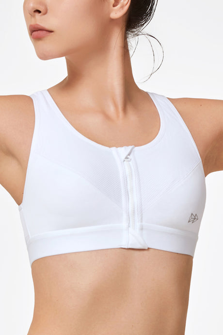Zip-Front Unpadded High-Support Sports Bra | Women's High Support Sports Bra