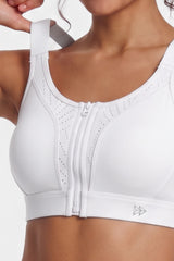 Power™ High-Support Cross-Back Mesh Zip-Front Sports Bra | High-Impact Bounce Control Without Flattening for Running, HIIT & Training