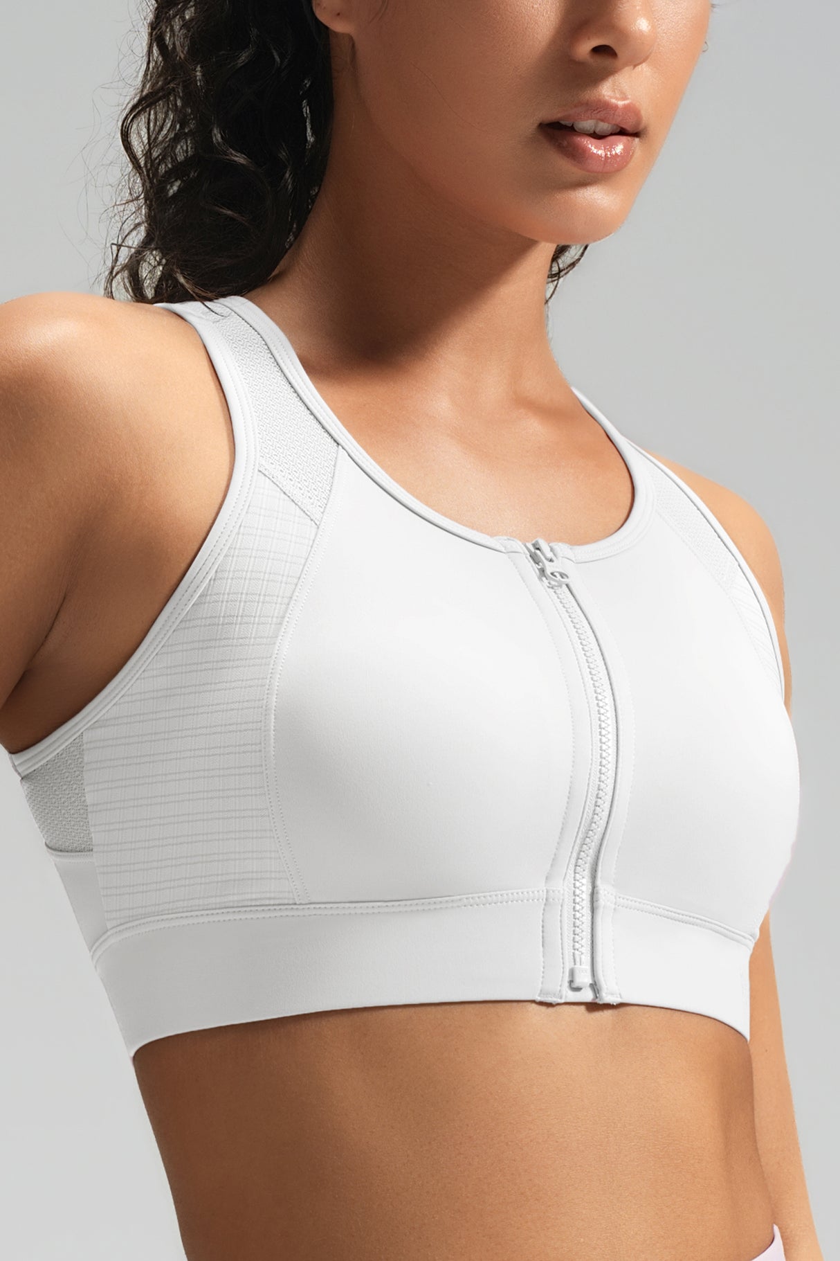 Power™ Front-Zip Mesh Racerback Running Bra | Women's High Support Sports Bra