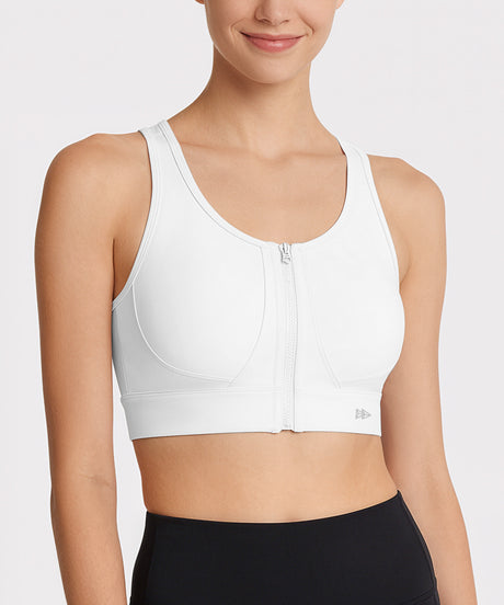 Power™ Front Zip Full Coverage Racerback Mesh Running Bra | Women's High Support Sports Bra