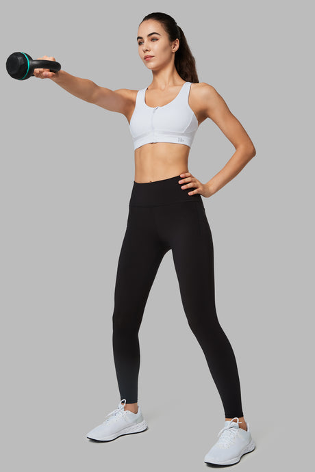 Gepolsterter Lauf-BH mit Power-Reißverschluss vorne und überkreuztem Design | Sport-BH mit starkem Halt für Damen