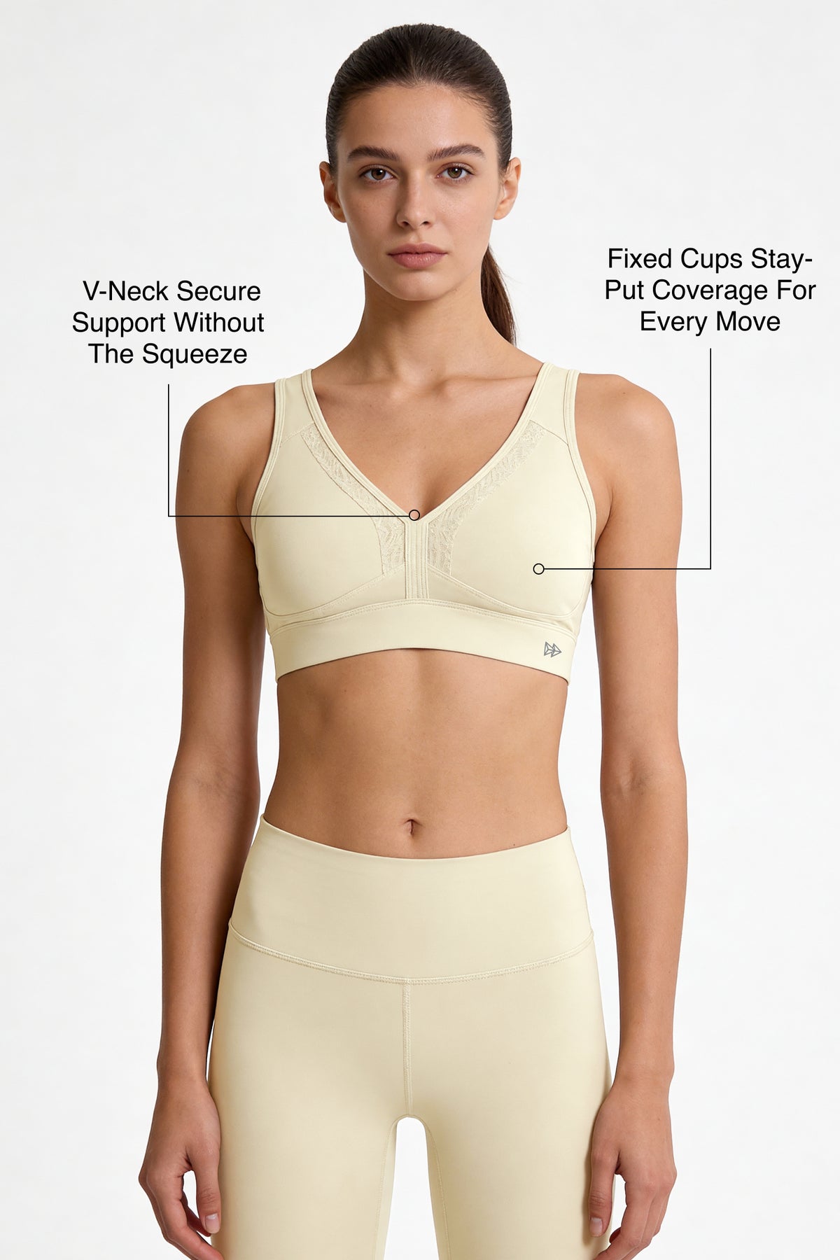 Power™ V Neck Breathable Mesh Hook Sports Bra | High-Impact Bounce Control Without Flattening for Running, HIIT & Training