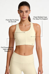 Power™ Front-Zip Jacquard Mesh Racerback Sports Bra | High-Impact Support for Running, HIIT & Training