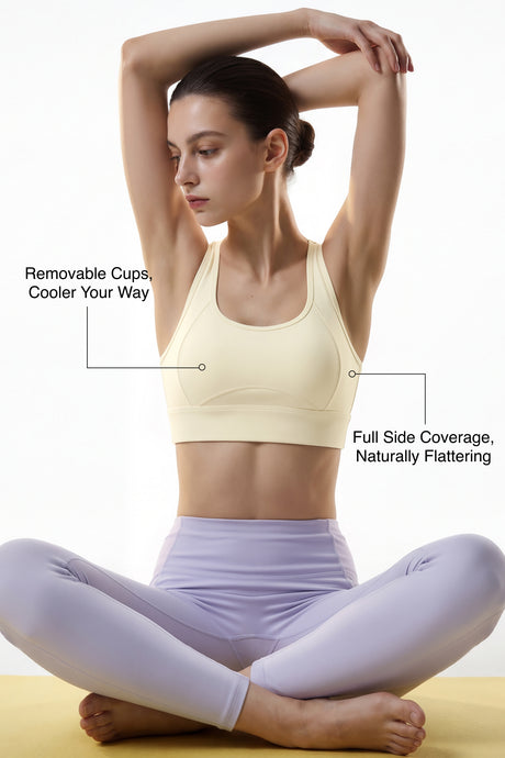 Anywhere™ Removable Double-Strap Racerback Breathable Light Support Sports Bra | Women's Light Support Sports Bra Best For Yoga, HIIT