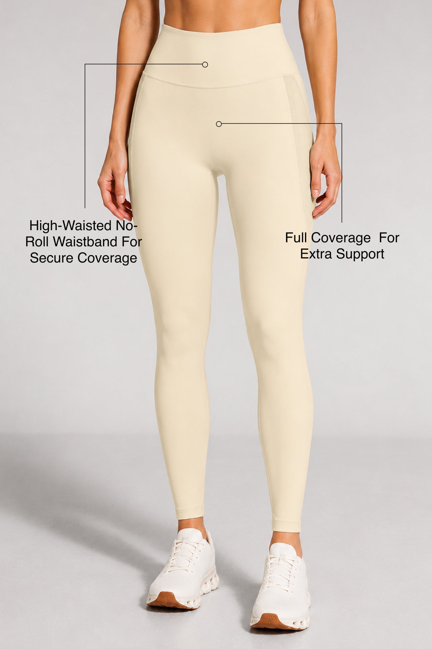 Power™ High Rise No Front Seam Breathable Mesh Running Leggings 25 Inches | Women's High Support Leggings