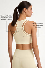 Power™ Front-Zip Jacquard Mesh Racerback Sports Bra | High-Impact Support for Running, HIIT & Training