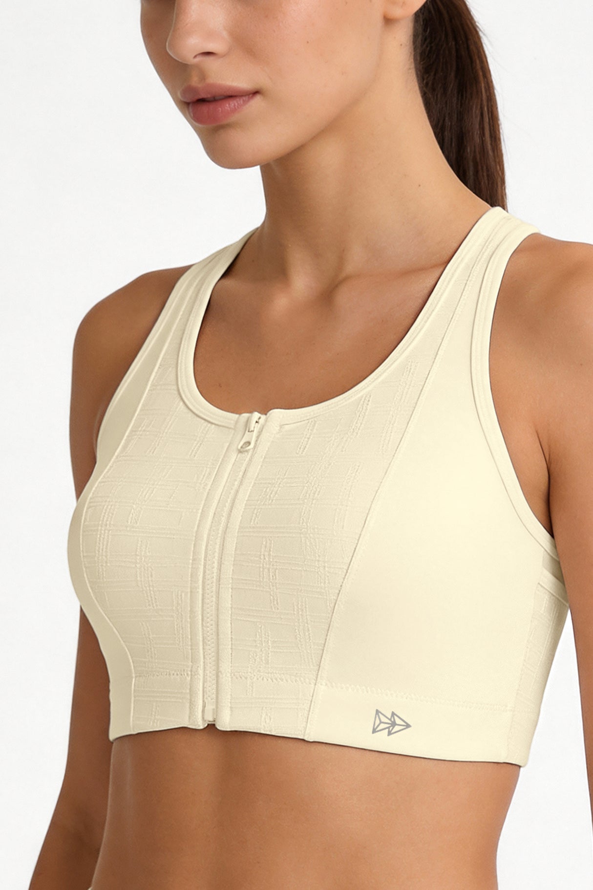 Power™ Front-Zip Jacquard Mesh Racerback Sports Bra | High-Impact Support for Running, HIIT & Training