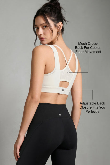Echo™ Crossback Breathable Mesh With Adjustable Hook Medium Support Sports Bra | Women's Medium Support Sports Bra Best For Yoga, HIIT