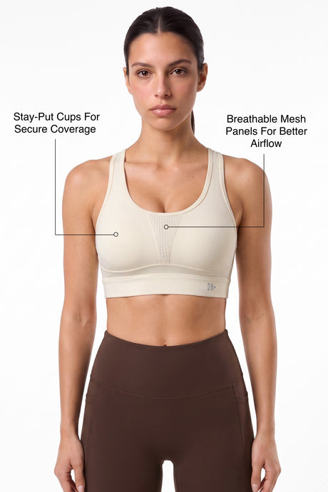 Power™ Breathable Panel With Adjustable Support Sports Bra | High Support for Running, HIIT & Training
