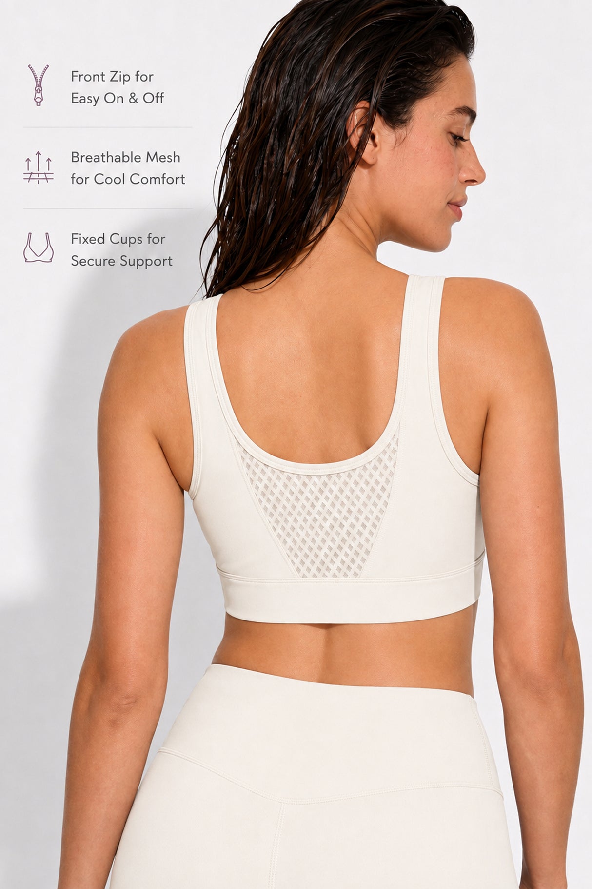 Reggiseno sportivo Power Grid Mesh con cerniera frontale | Reggiseno sportivo ad alto sostegno da donna